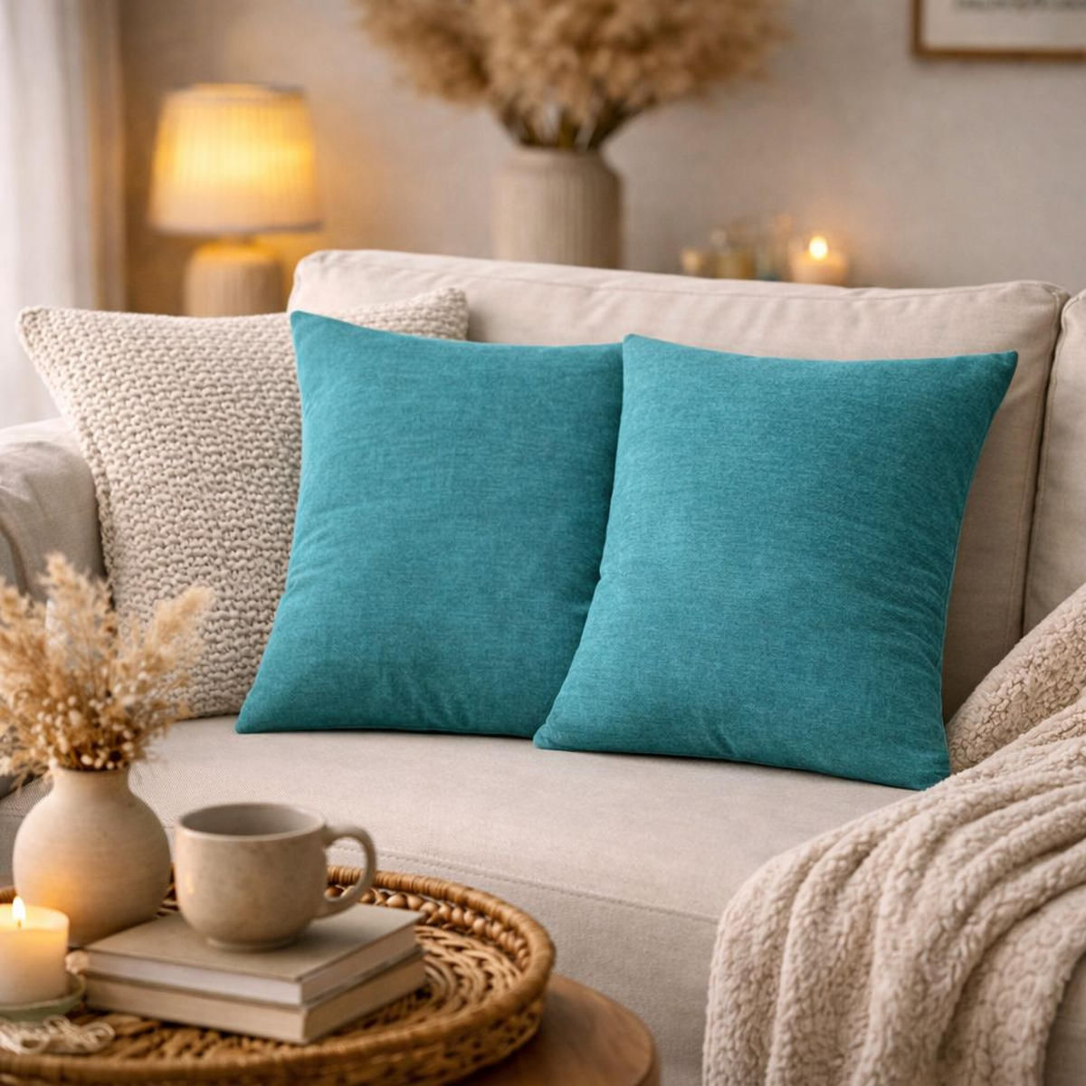 ZIERKISSEN  50/50 cm   - Petrol, Basics, Textil (50/50cm)