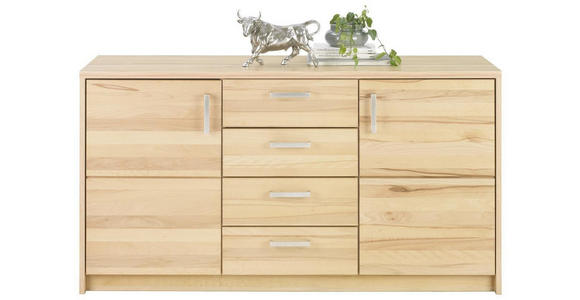 SIDEBOARD 142/77/40 cm  - Buchefarben/Nickelfarben, Natur, Holz/Holzwerkstoff (142/77/40cm) - Linea Natura