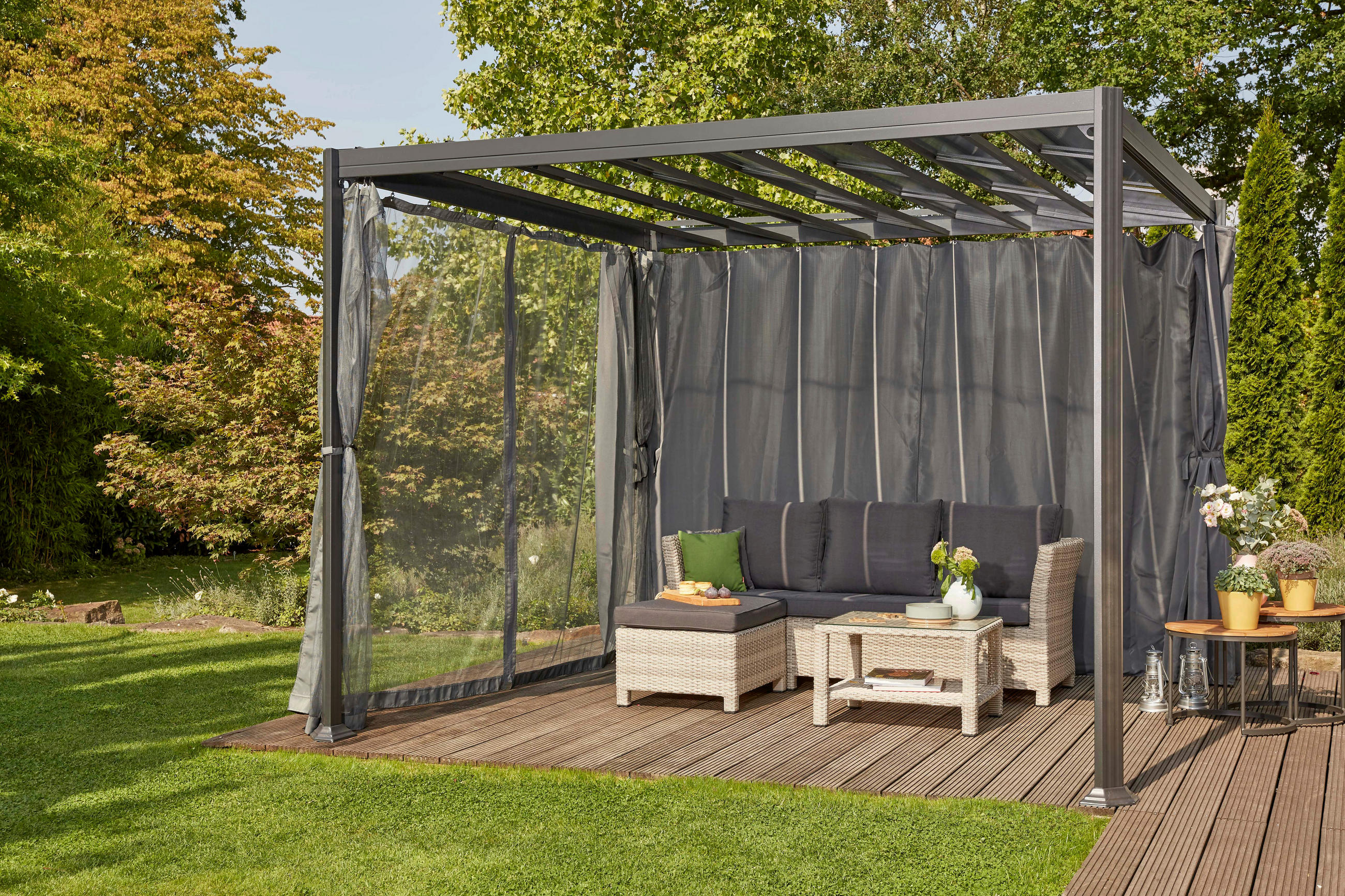 MOSKITONETZ  - Grau, Basics, Kunststoff (216/300cm) - Gardenson