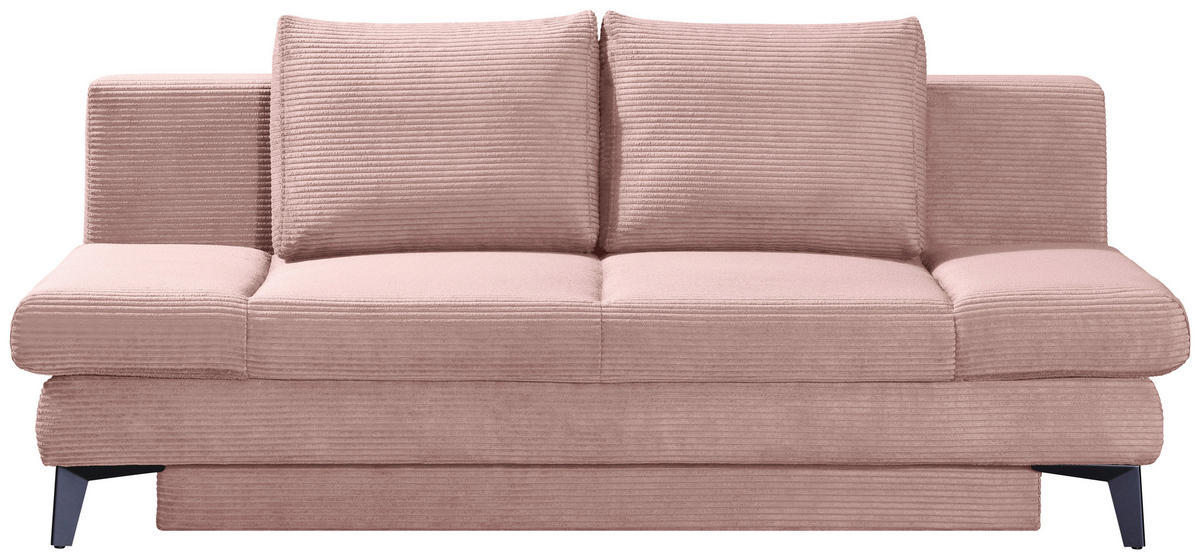 SCHLAFSOFA Cord Altrosa  inkl. Bettkasten, Schlaffunktion, Armteilverstellung  - Schwarz/Altrosa, Design, Textil/Metall (200/85/90cm) - Novel