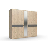 DREHTÜRENSCHRANK 225/208/58 cm,  in Graphitfarben, Eichefarben, 5 Tür(en)-türig  - Eichefarben/Graphitfarben, KONVENTIONELL, Glas/Holzwerkstoff (225/208/58cm) - Boxxx