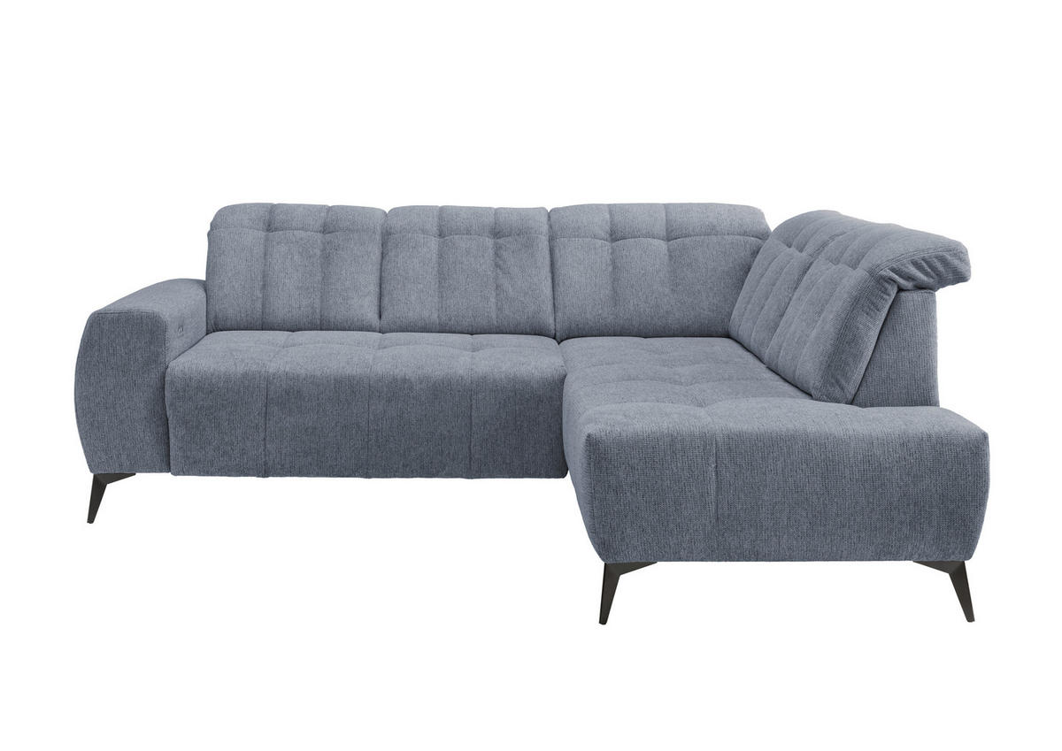 ECKSOFA in Chenille Hellblau  - Schwarz/Hellblau, Modern, Textil/Metall (261/200cm) - Livetastic