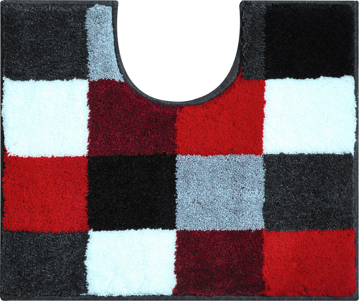 WC-VORLEGER Rot, Schwarz, Weiß 49/60 cm  - Rot/Schwarz, Basics, Kunststoff/Textil (49/60cm) - Grund