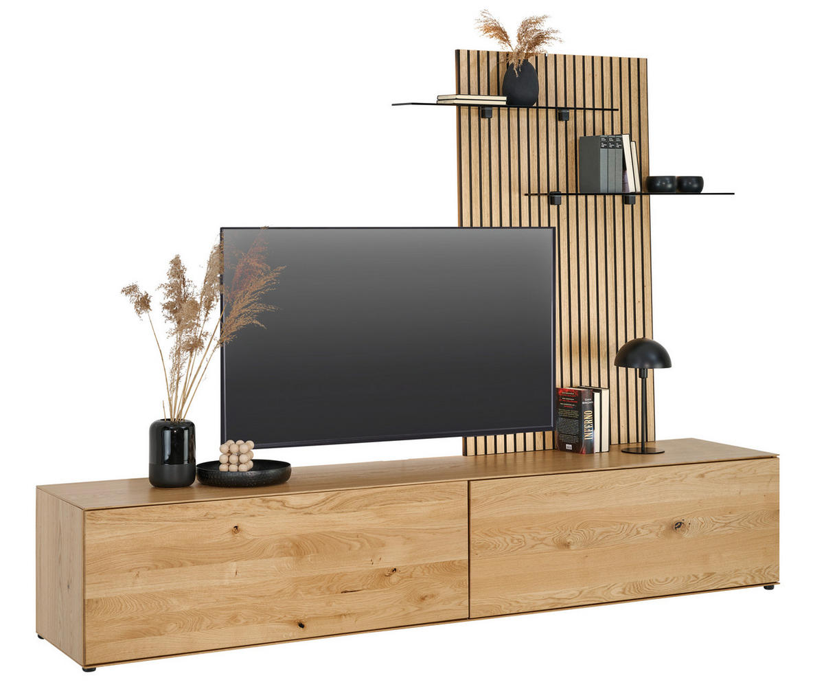 WOHNWAND 2-teilig  in Eichefarben  242/160/50 cm  - Eichefarben, Design, Glas/Holz (242/160/50cm) - Dieter Knoll