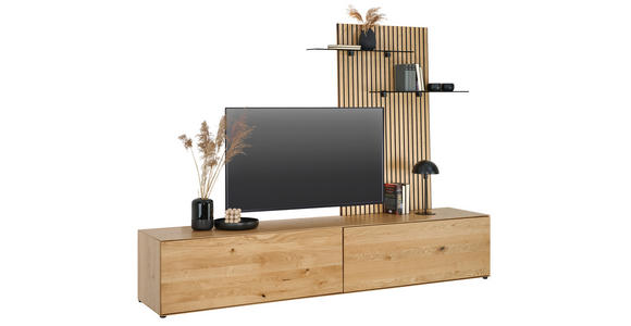 WOHNWAND 2-teilig  in Eichefarben  242/160/50 cm  - Eichefarben, Design, Glas/Holz (242/160/50cm) - Dieter Knoll