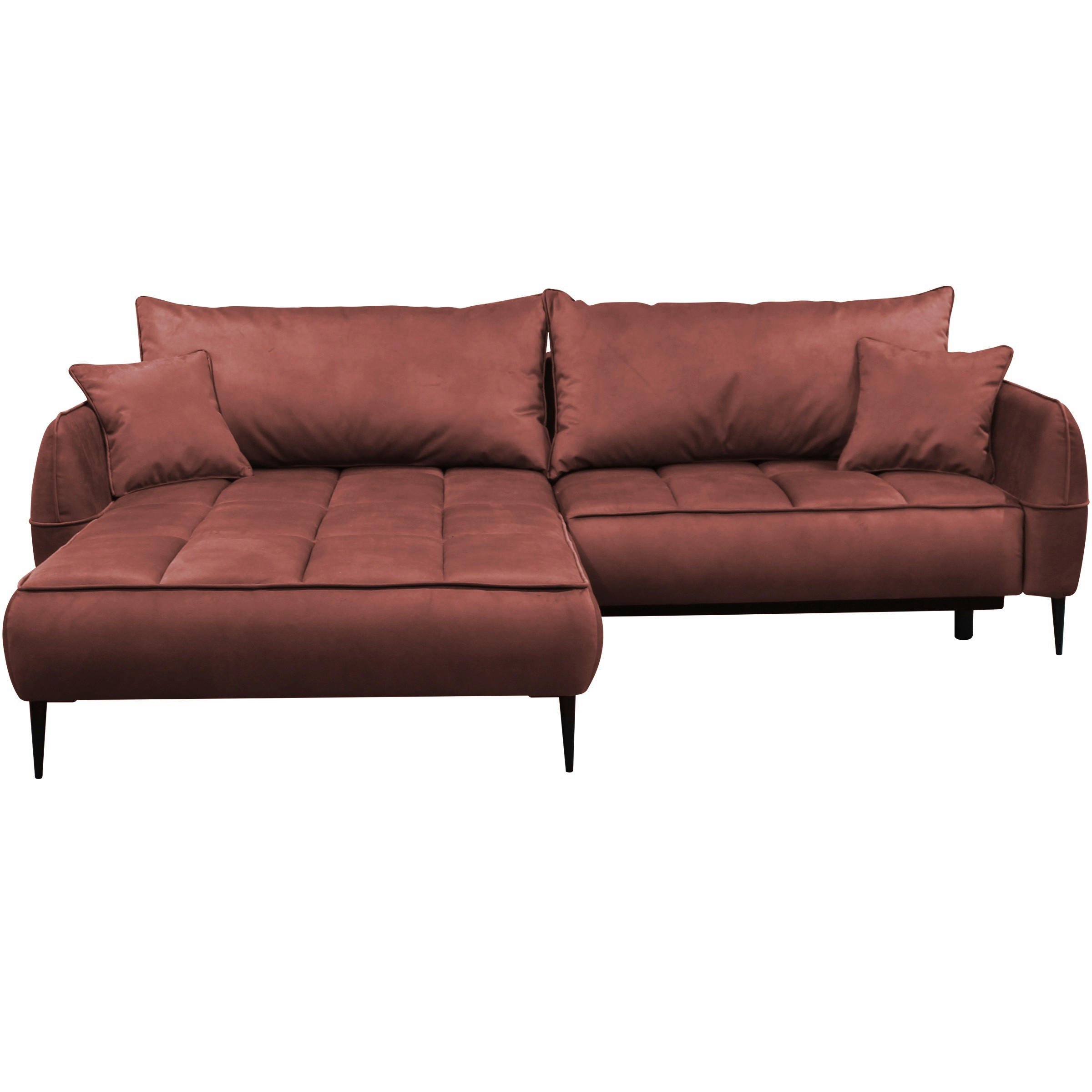 ECKSOFA in Velours Koralle  189/260 cm  - Koralle/Schwarz, Design, Textil/Metall (189/260cm) - MID.YOU
