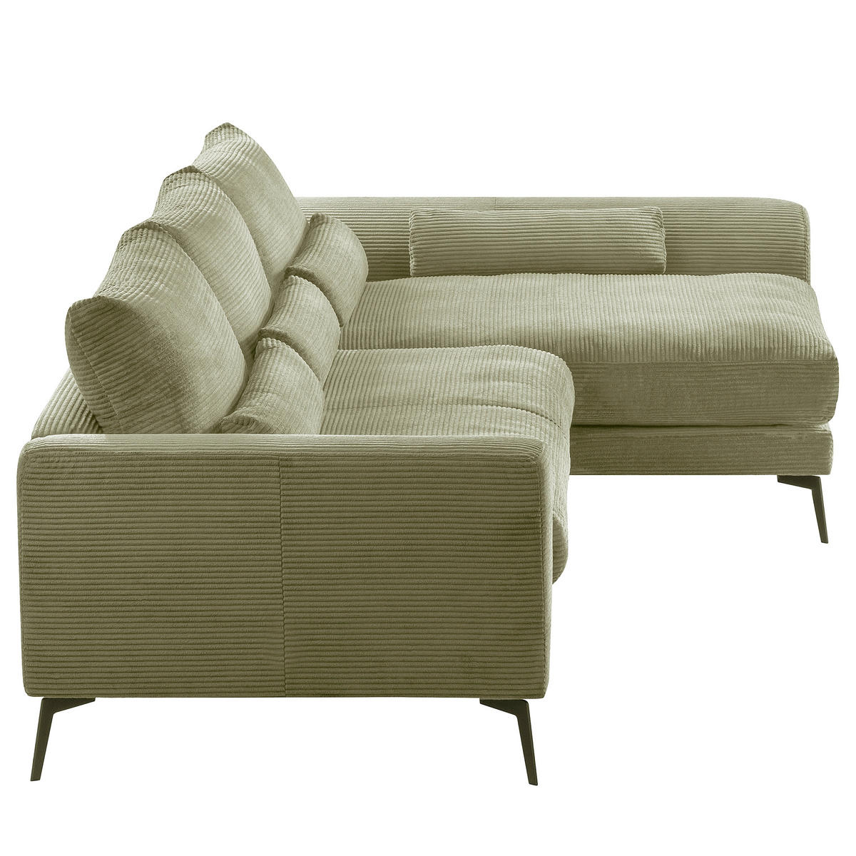 ECKSOFA Olivgrün Cord Nierenkissen, Rückenkissen  - Schwarz/Olivgrün, Design, Textil/Metall (313/172cm) - P & B