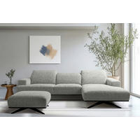 ECKSOFA PORTLAND in Struktur Grau Kopfteilverstellung  295/187 cm  - Schwarz/Grau, Design, Holz/Textil (295/187cm) - Livetastic