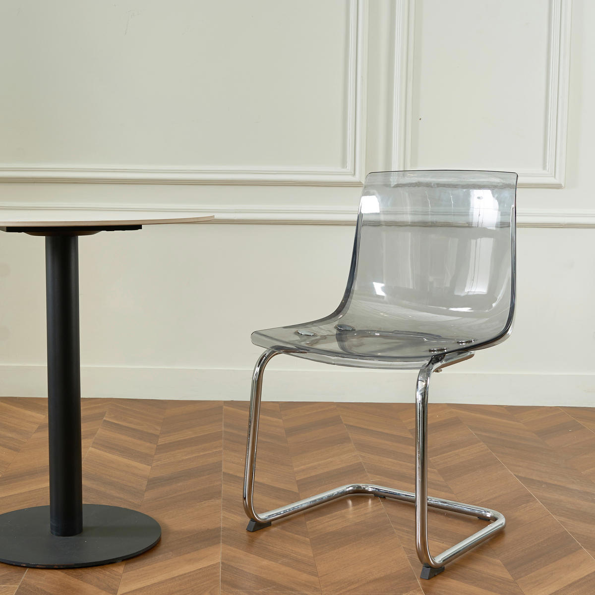 STUHL - Chromfarben/Hellgrau, Design, Kunststoff/Metall (48/86/50cm) - Stylife