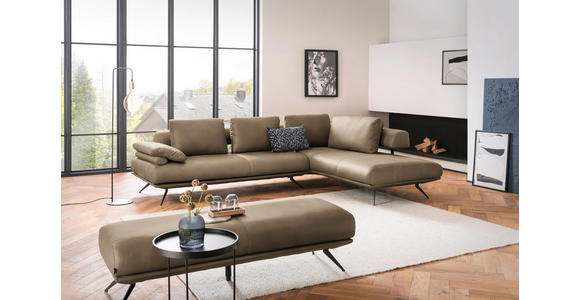 ECKSOFA in Echtleder Braun  - Schwarz/Braun, Design, Leder/Metall (305/231cm) - Dieter Knoll