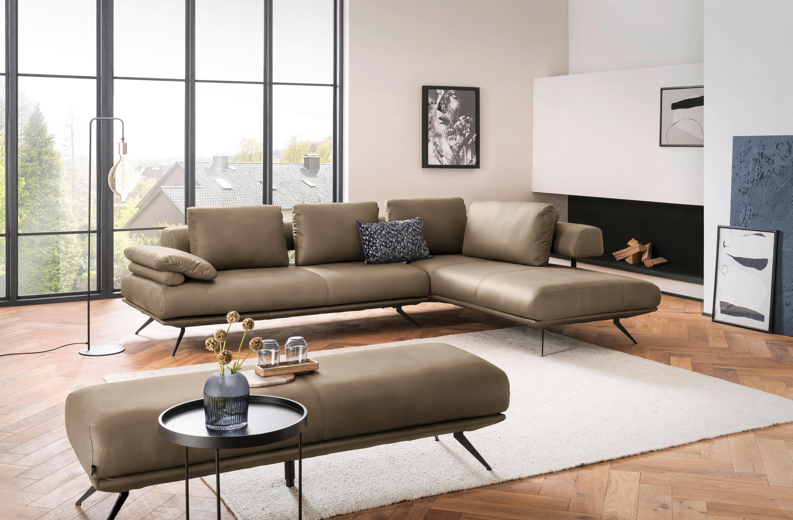 ECKSOFA in Echtleder Braun  305/231 cm  - Schwarz/Braun, Design, Leder/Metall (305/231cm) - Dieter Knoll