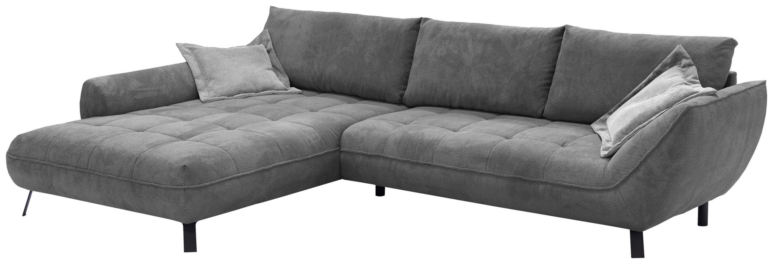 ECKSOFA in Struktur Anthrazit  205/324 cm  - Anthrazit/Silberfarben, Design, Textil/Metall (205/324cm) - Livetastic