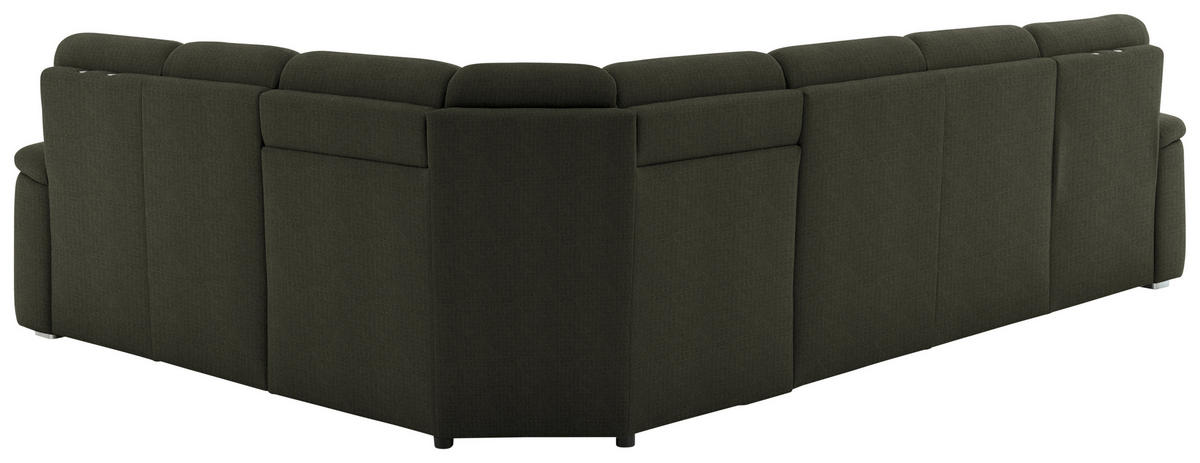 WOHNLANDSCHAFT  in Chenille Dunkelgrün  - Dunkelgrün/Alufarben, KONVENTIONELL, Holz/Textil (160/329/235cm) - Beldomo Comfort