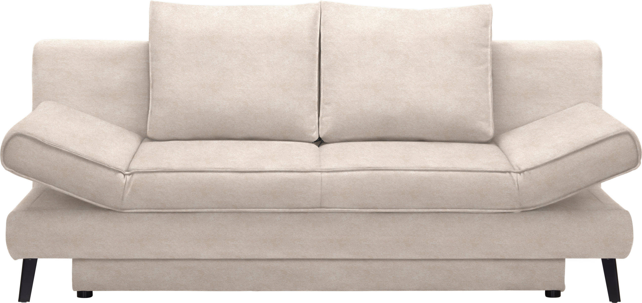 SCHLAFSOFA in Flachgewebe Sandfarben  - Sandfarben/Schwarz, Design, Textil/Metall (200/85/90cm) - Xora
