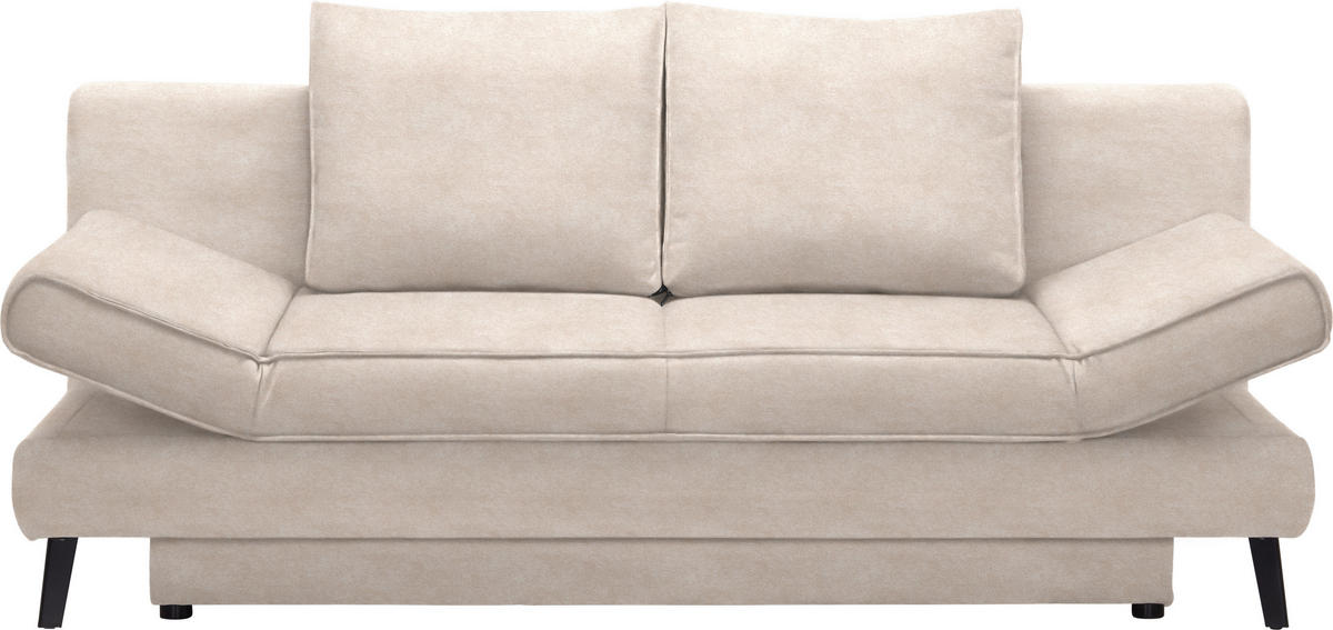 SCHLAFSOFA in Flachgewebe Sandfarben  - Sandfarben/Schwarz, Design, Textil/Metall (200/85/90cm) - Xora