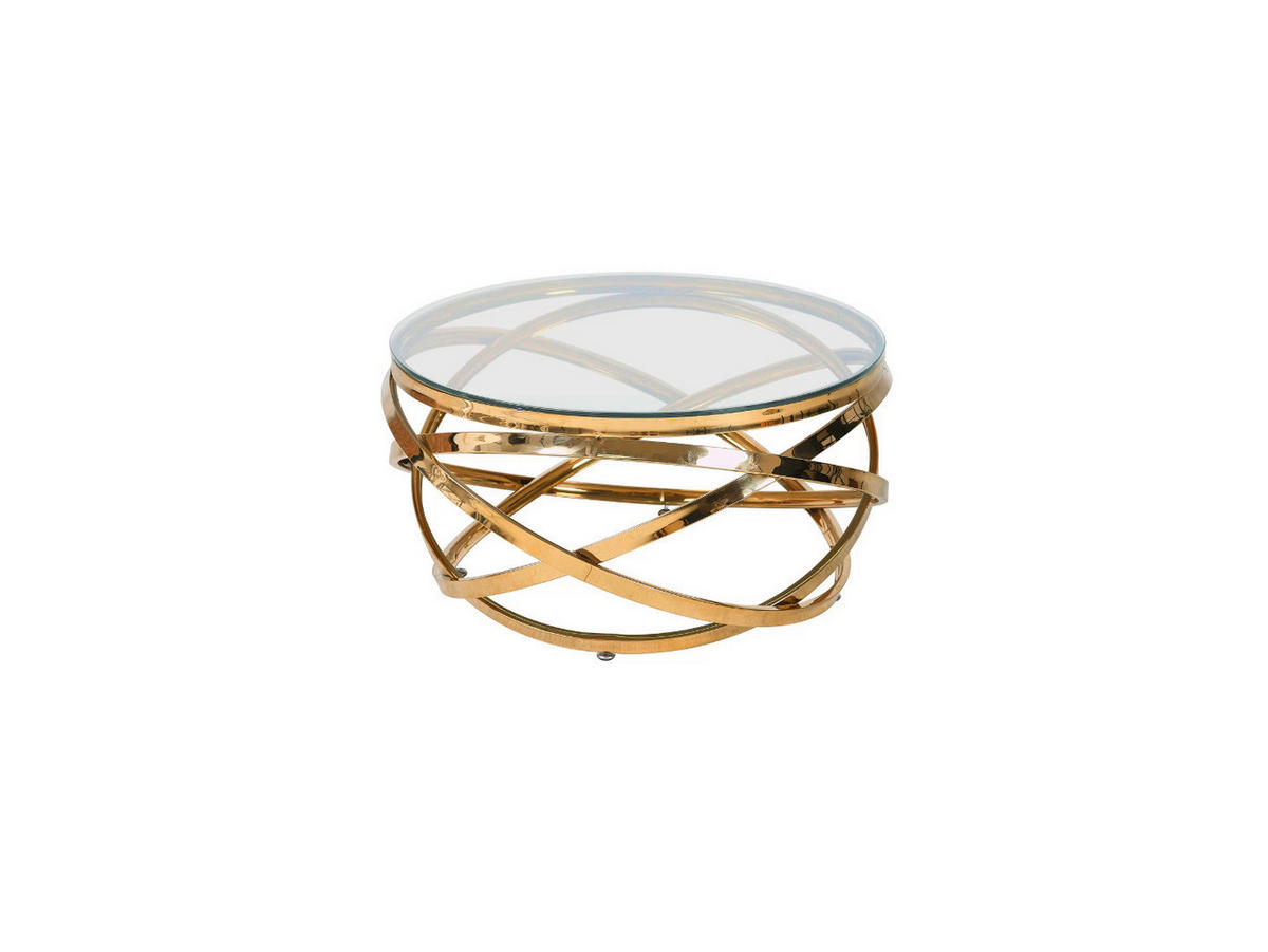 COUCHTISCH Sicherheitsglas 80/80/42 cm rund Klar, Goldfarben  - Klar/Goldfarben, Design, Glas/Metall (80/80/42cm) - Livetastic