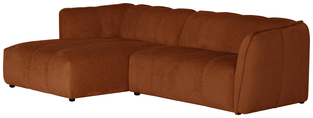ECKSOFA LIVOLI in Chenille Rostfarben  160/246 cm  - Rostfarben/Schwarz, Design, Textil (160/246cm) - MID.YOU