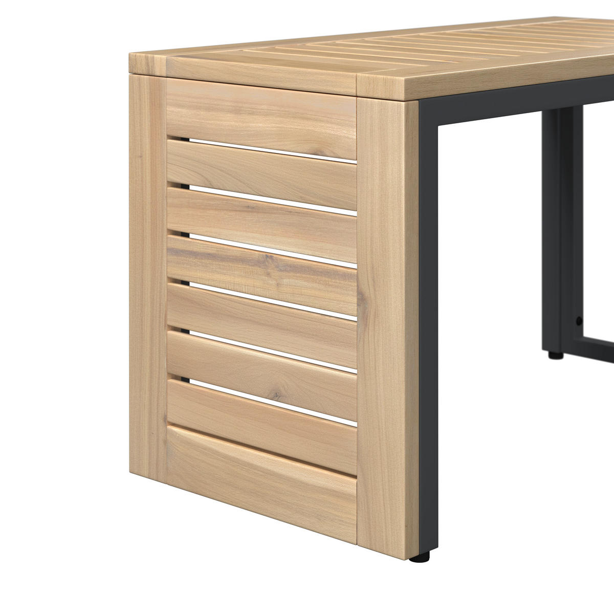 LOUNGEGARNITUR 219/142 cm Akazie massiv Carbonstahl  - Anthrazit/Hellblau, Basics, Holz/Textil (219/142cm) - Ambia Garden