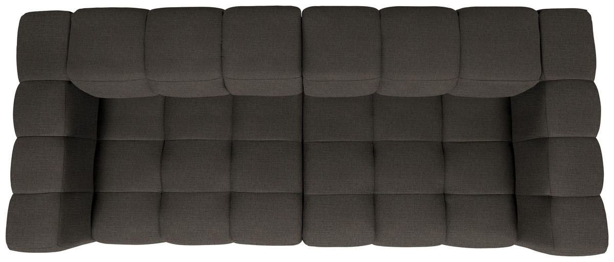 BIGSOFA  in Flachgewebe, Leinenoptik Dunkelbraun  - Dunkelbraun/Schwarz, Design, Textil/Metall (262/66/113cm) - Belluti