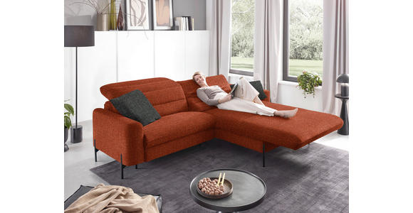 ECKSOFA in Flachgewebe Rostfarben  - Rostfarben/Schwarz, Design, Textil/Metall (252/191cm) - Dieter Knoll