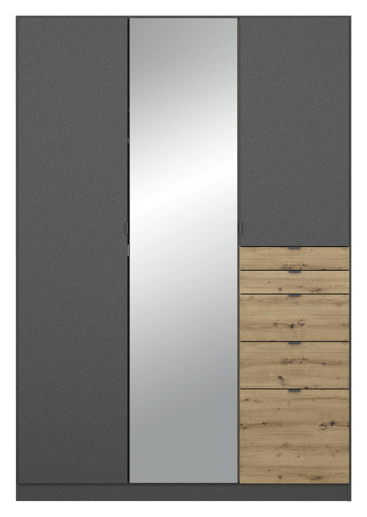 DREHTÜRENSCHRANK in Eichefarben, Dunkelgrau  - Eichefarben/Dunkelgrau, Modern, Holzwerkstoff (136/197/54cm) - Rauch Möbel