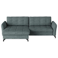 ECKSOFA in Flachgewebe, Leinenoptik Blau  170/242 cm  - Blau/Schwarz, Design, Textil/Metall (170/242cm) - Xora
