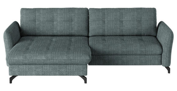 ECKSOFA in Flachgewebe, Leinenoptik Blau  170/242 cm  - Blau/Schwarz, Design, Textil/Metall (170/242cm) - Xora