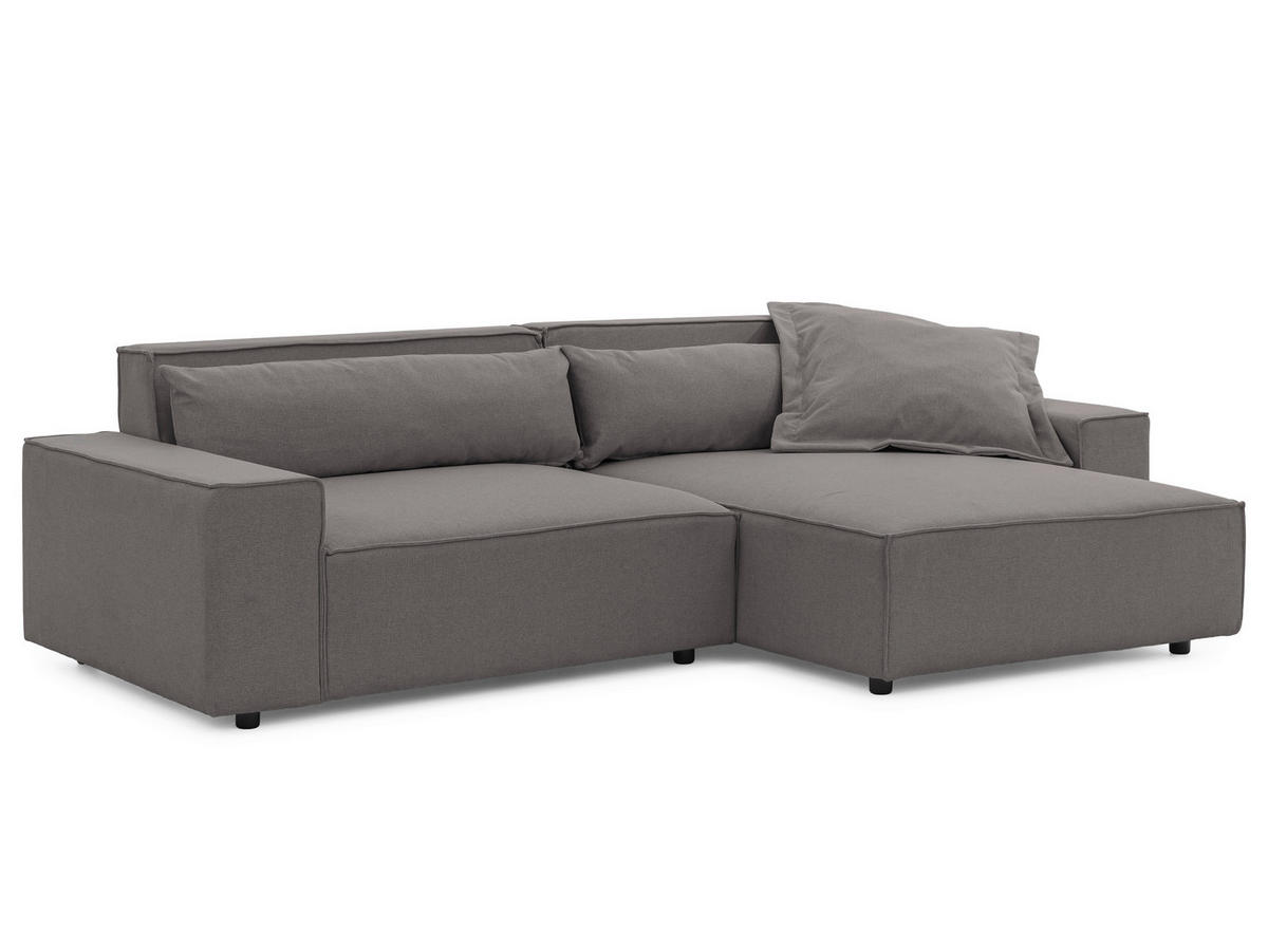 ECKSOFA Webstoff Grau  - Schwarz/Grau, Design, Kunststoff/Textil (251/142cm) - P & B