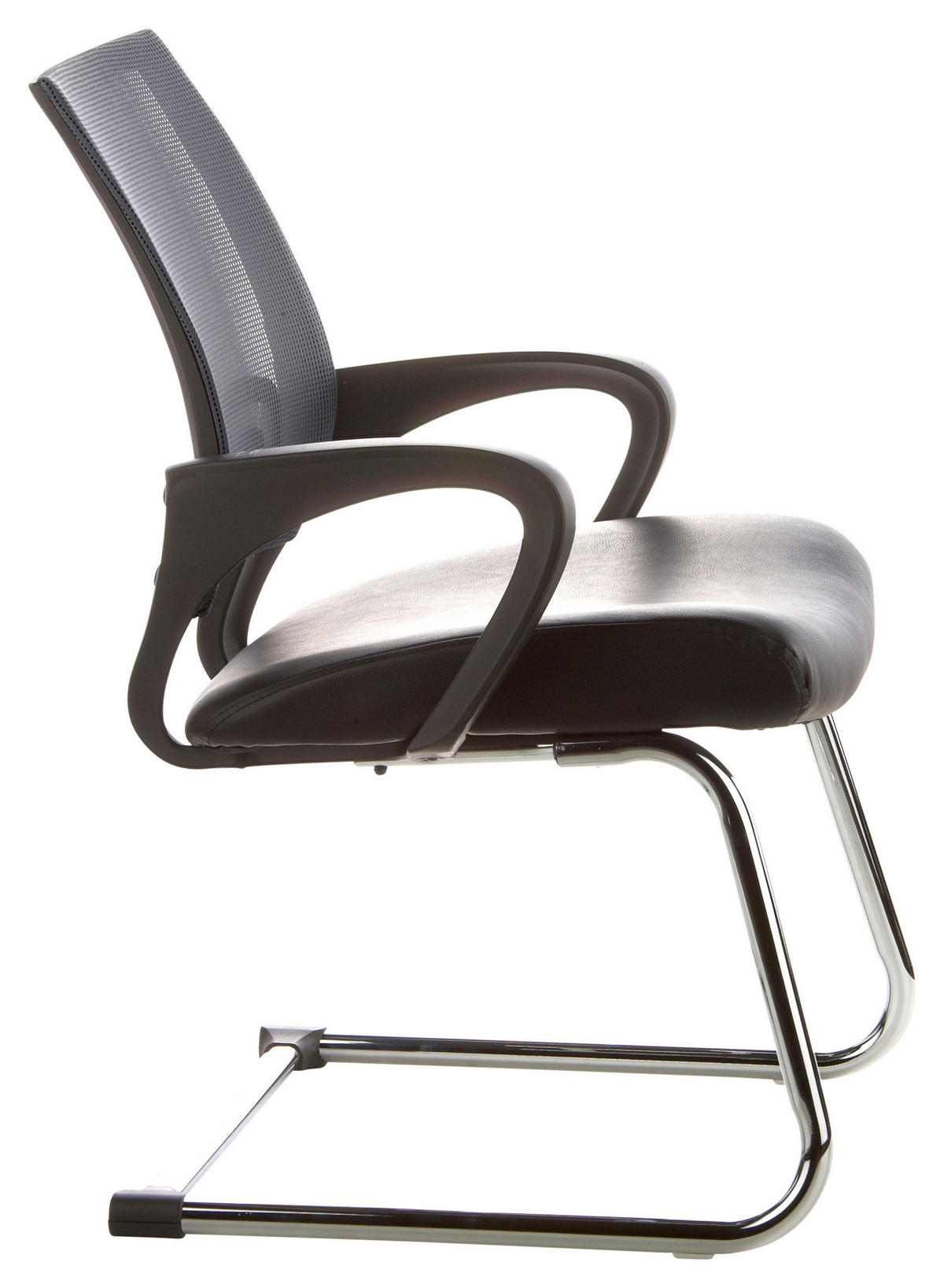 BESUCHERSTUHL Grau, Schwarz  - Silberfarben/Schwarz, Basics, Kunststoff/Textil (57/98/52cm) - MID.YOU