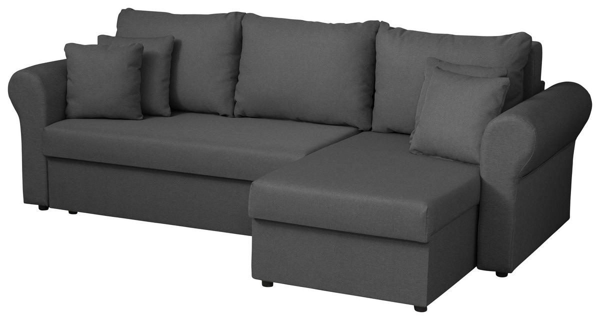 ECKSOFA in Flachgewebe Grau  248/143 cm  - Schwarz/Grau, Design, Kunststoff/Textil (248/143cm) - P & B