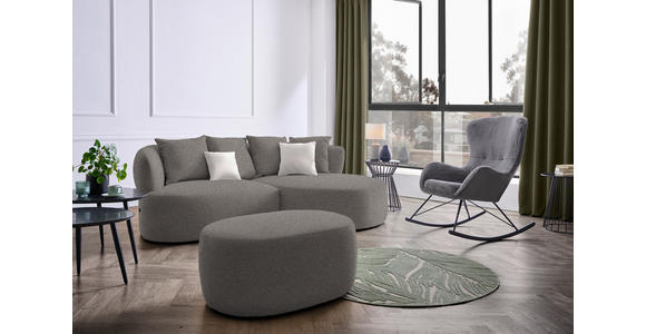 ECKSOFA in Plüsch Graphitfarben  - Creme/Schwarz, MODERN, Kunststoff/Textil (235/166cm) - Hom`in