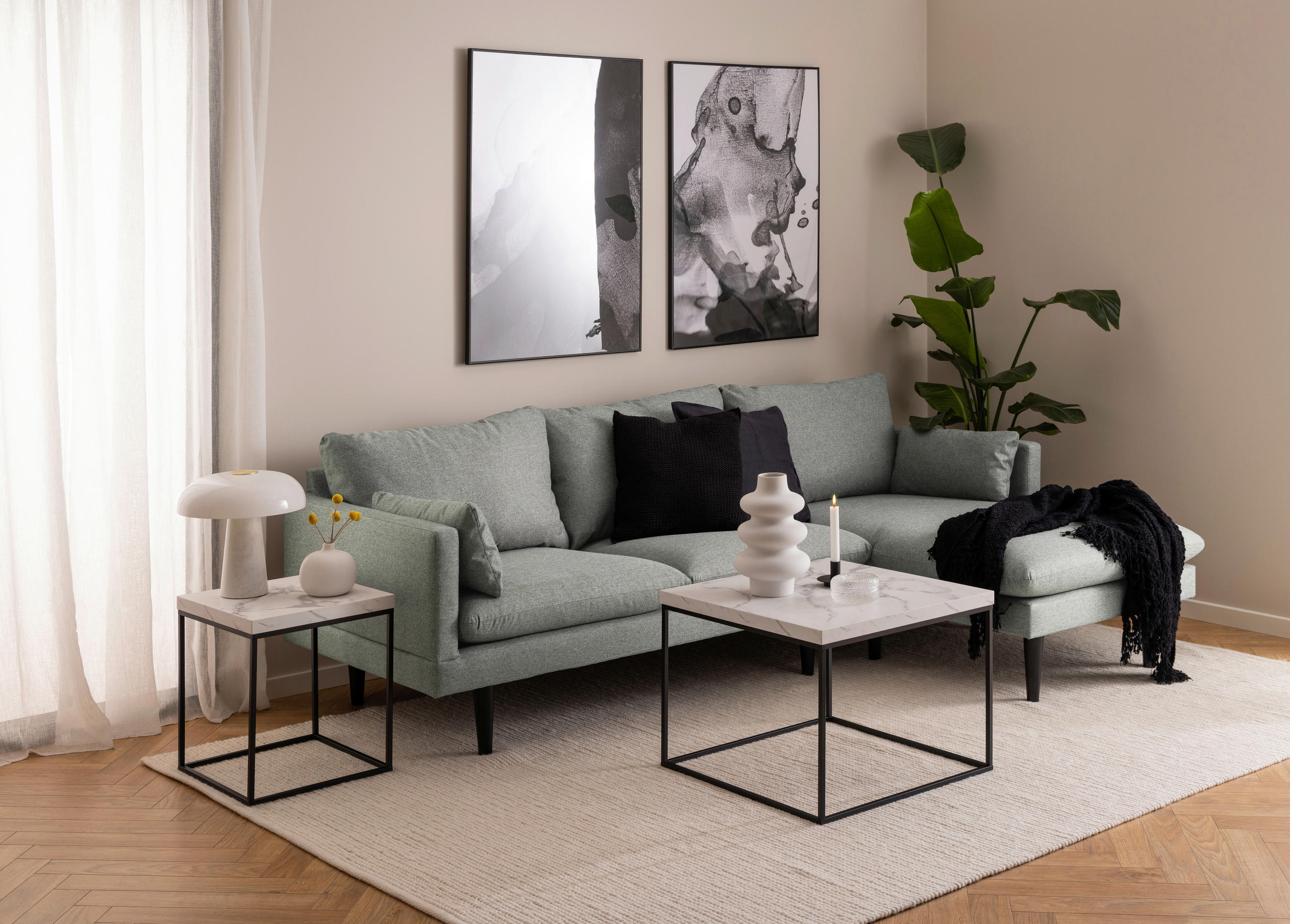 SOFFBORD i trämaterial  - vit/svart, Design, metall/trämaterial (60/60cm) - Livetastic