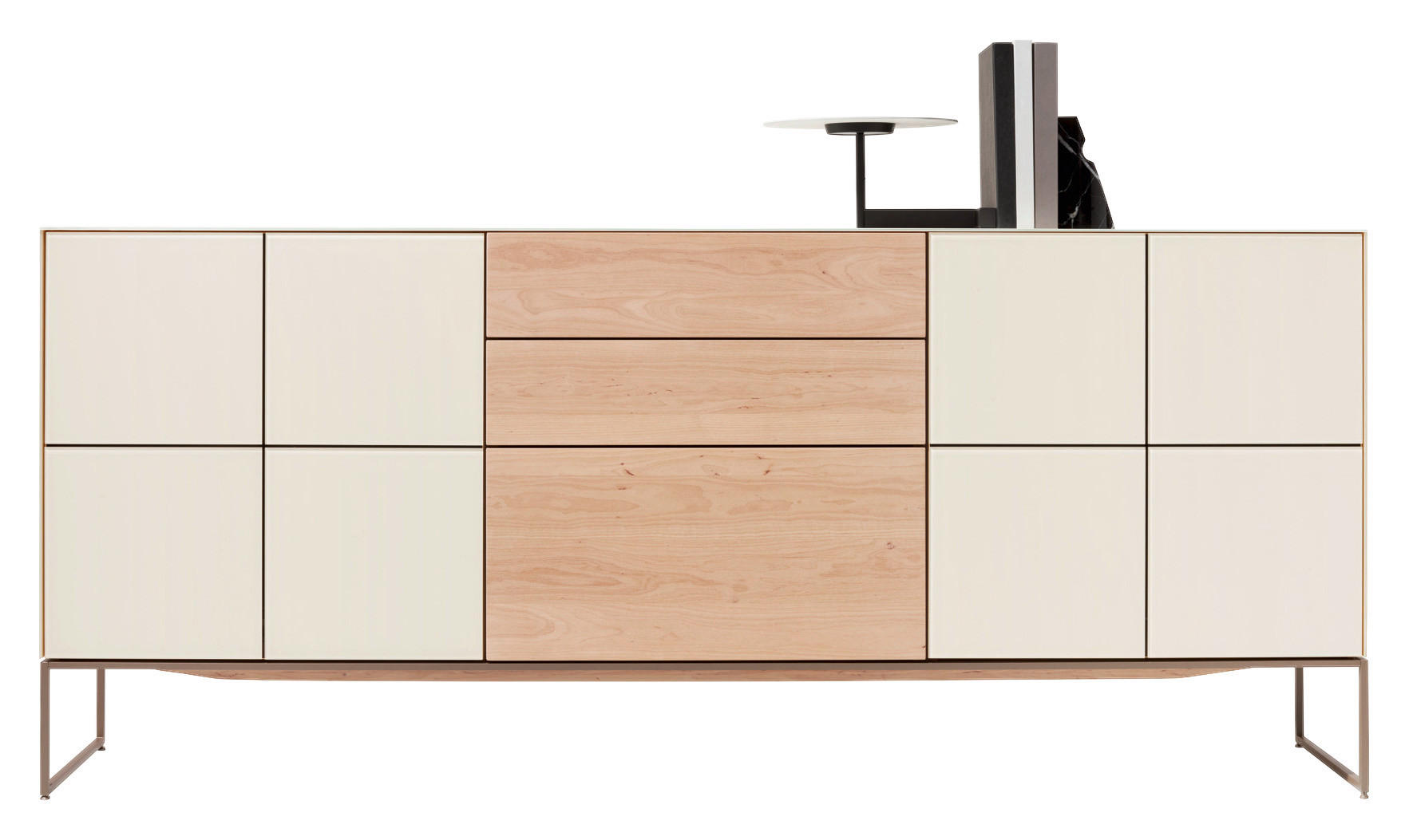 ANRICHTE Weiß, Erlefarben  196,2/85,3/41,9 cm  - Hellbraun/Erlefarben, Design, Glas/Holz (196,2/85,3/41,9cm) - Team 7