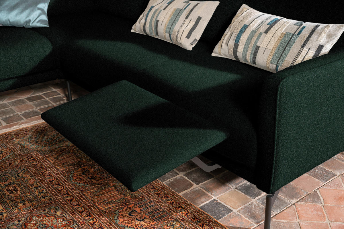 ECKSOFA in Struktur, Flachgewebe Dunkelgrün  - Dunkelgrün/Anthrazit, Design, Textil/Metall (230/254cm) - Johann Jakob