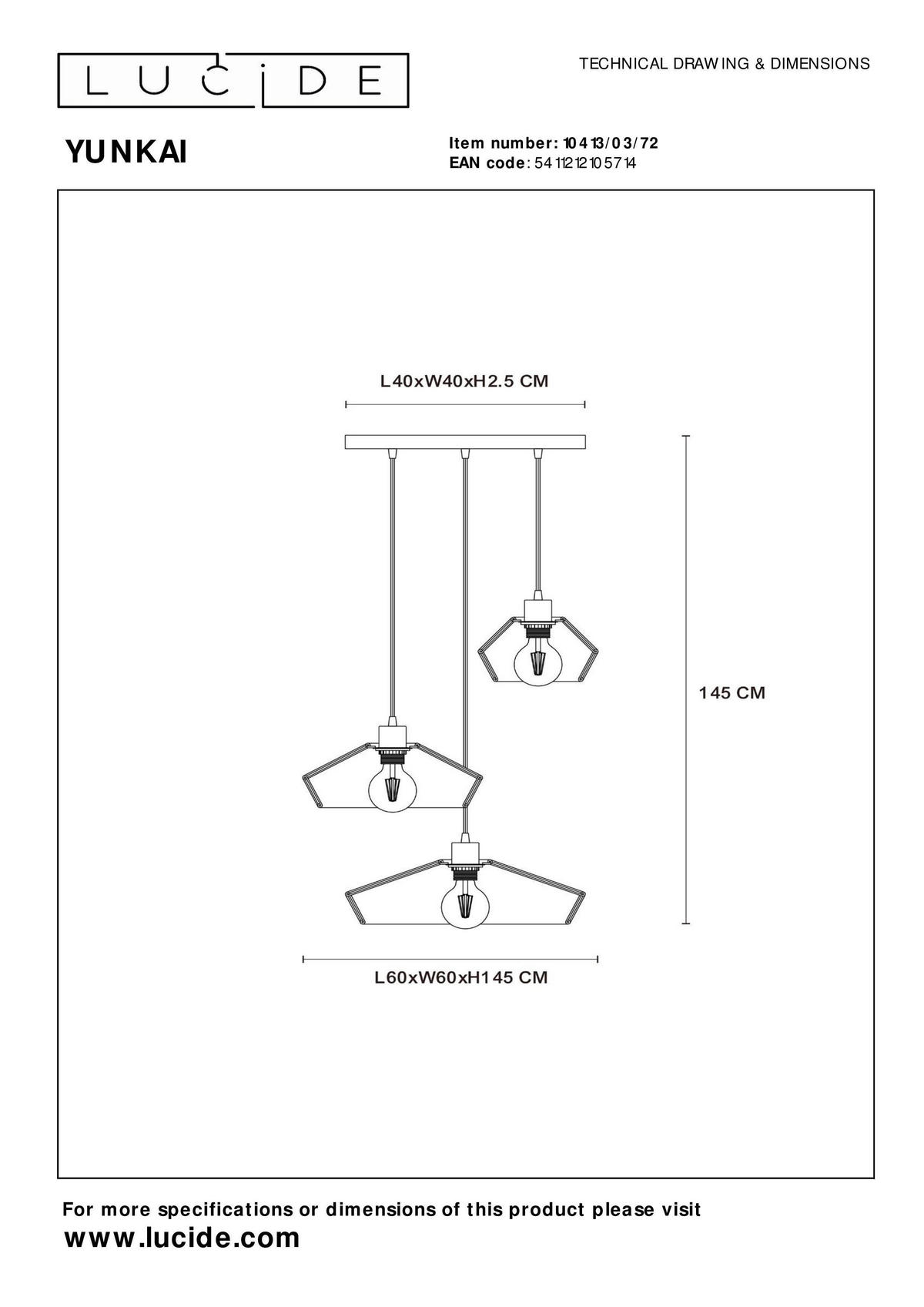 PENDELLEUCHTE YUNKAI 60/60/145 cm   - LIFESTYLE, Papier (60/60/145cm) - Lucide