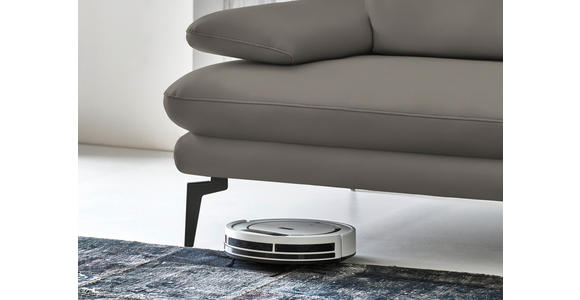 3-SITZER-SOFA in Leder Hellgrau - Hellgrau/Schwarz, Design, Leder/Metall (222/86/104cm) - Dieter Knoll