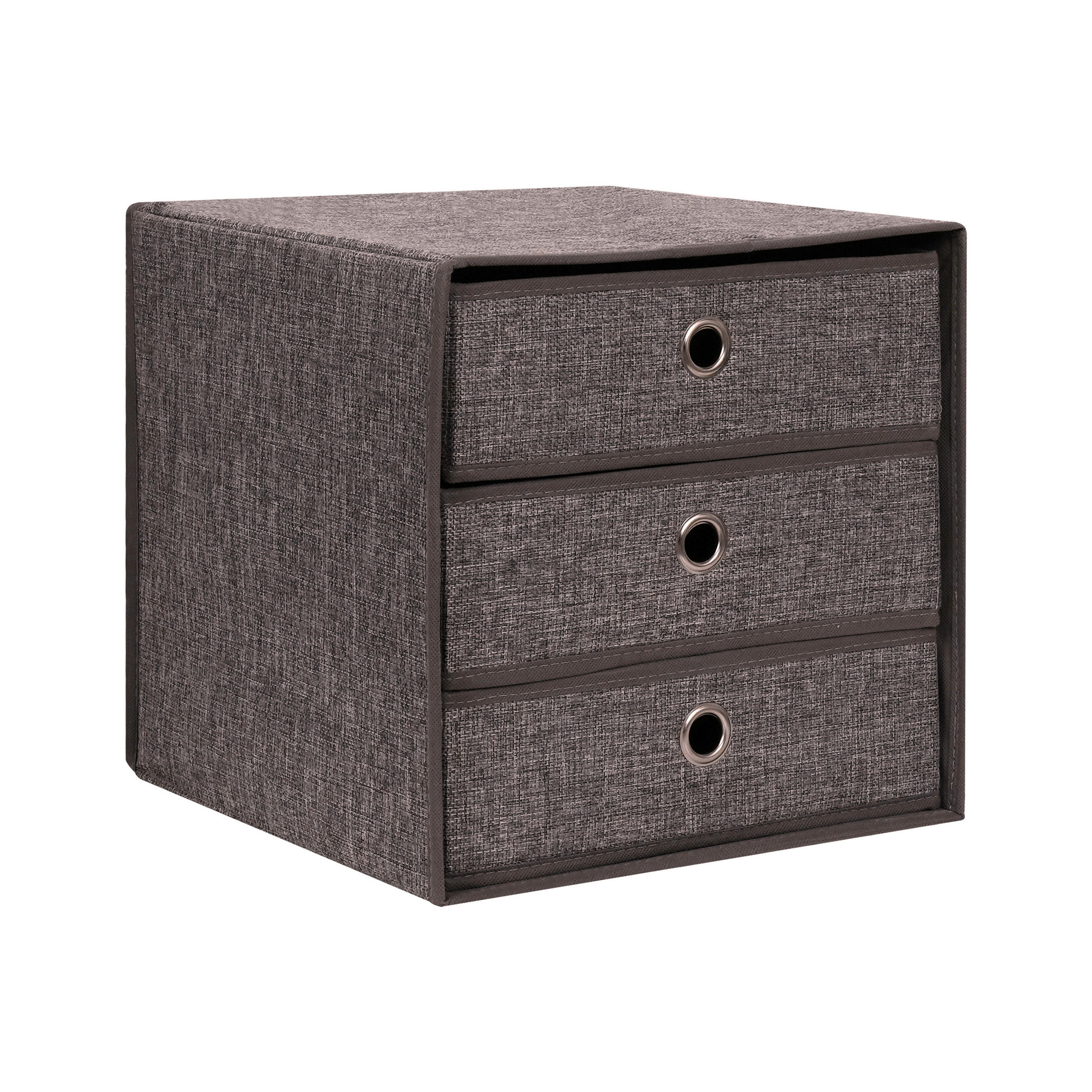 FIÓKOS TÁROLÓ  - barna/szürke, Basics, karton/textil (32/32/32cm) - Homeware