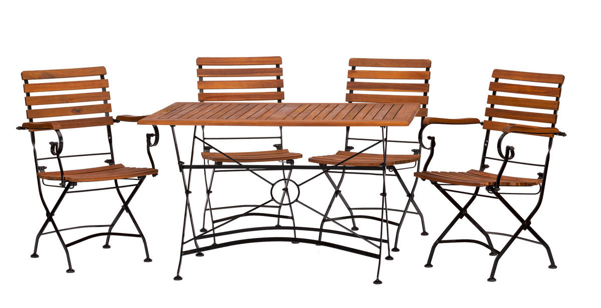 GARTENTISCHGRUPPE   - Anthrazit/Akaziefarben, Basics, Holz/Metall (120/75/80cm) - Gardenson