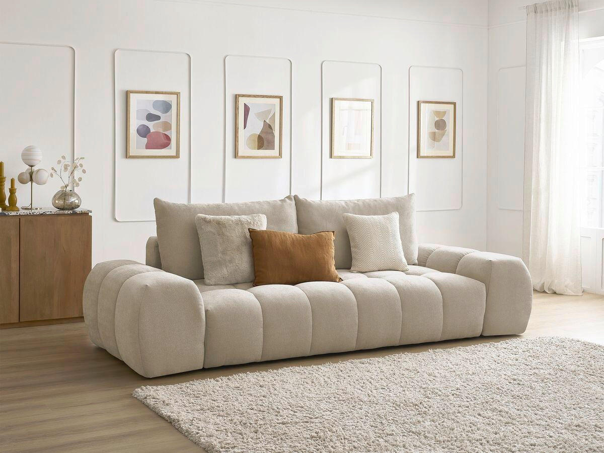 SCHLAFSOFA EVEREST  mit Rücken echt, Armteil links, Armteil rechts Struktur Taupe  - Taupe/Schwarz, MODERN, Kunststoff/Textil (278/90/115cm)