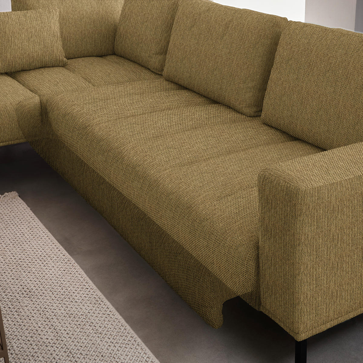 ECKSOFA Flachgewebe Messingfarben  - Messingfarben/Schwarz, Design, Textil/Metall (270/308cm) - Pure Home Lifestyle