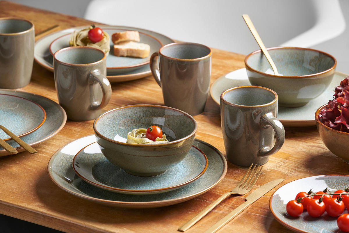 KOMBISERVICE Graugrün Olbia Lago 16-teilig 4 Personen  - Graugrün, Basics, Keramik - Van Well