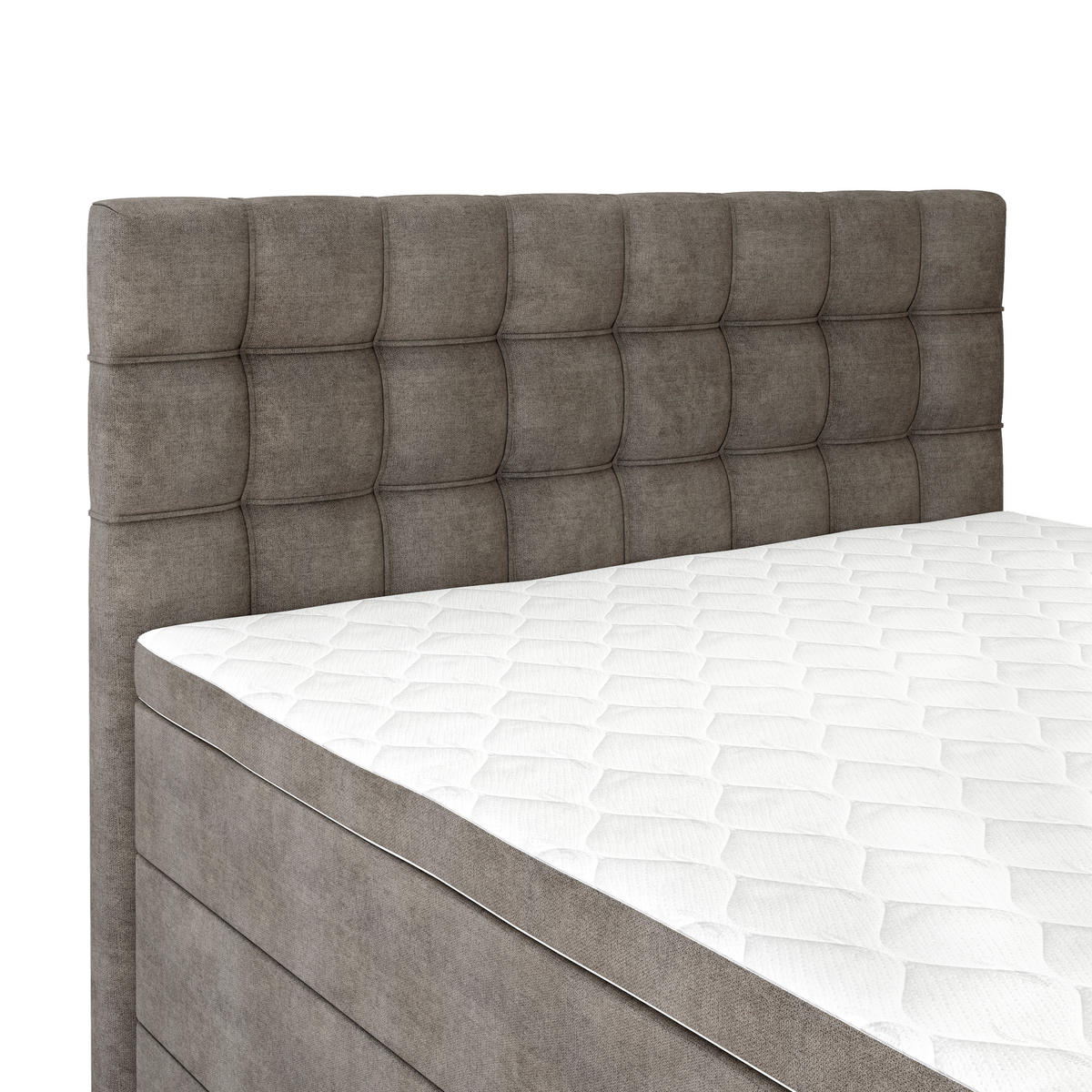 BOXSPRINGBETT 120/200 cm,  in Dunkelgrau, Matratze, Bettkasten, Topper, H3 = fest  - Dunkelgrau/Schwarz, KONVENTIONELL, Kunststoff/Textil (120/200cm) - Boxxx