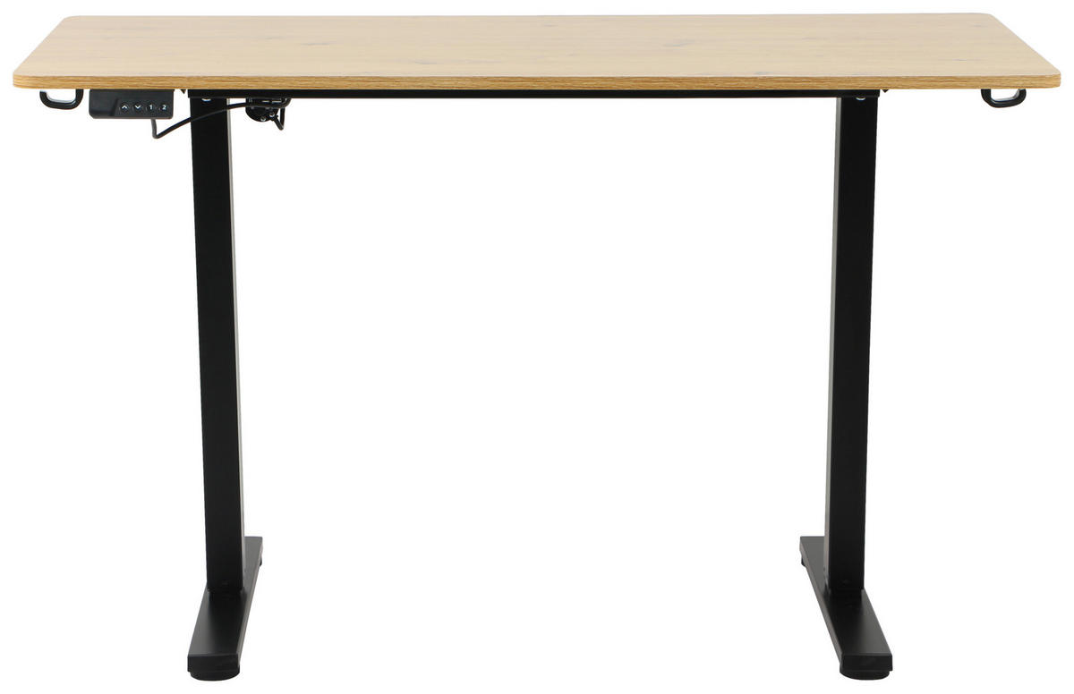 PÍSACÍ STÔL, čierna, farba duba, 120/60/73-118 cm - čierna/farba duba, Design, kov/kompozitné drevo (120/60/73-118cm) - Carryhome