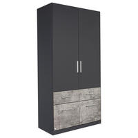 DREHTÜRENSCHRANK in Grau, Hellgrau  - Hellgrau/Alufarben, Basics, Holzwerkstoff/Kunststoff (91/197/54cm) - Xora