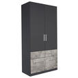 DREHTÜRENSCHRANK  in Grau, Hellgrau  - Hellgrau/Alufarben, Basics, Holzwerkstoff/Kunststoff (91/197/54cm) - Xora