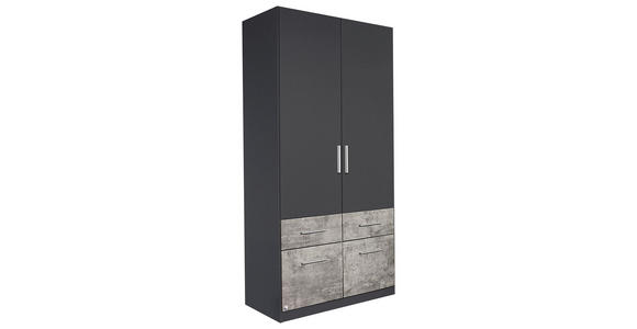 DREHTÜRENSCHRANK  in Grau, Hellgrau  - Hellgrau/Alufarben, Basics, Holzwerkstoff/Kunststoff (91/197/54cm) - Xora