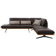 ECKSOFA  in Echtleder Braun  282/205 cm  - Beige/Schwarz, Design, Leder/Metall (282/205cm) - Dieter Knoll
