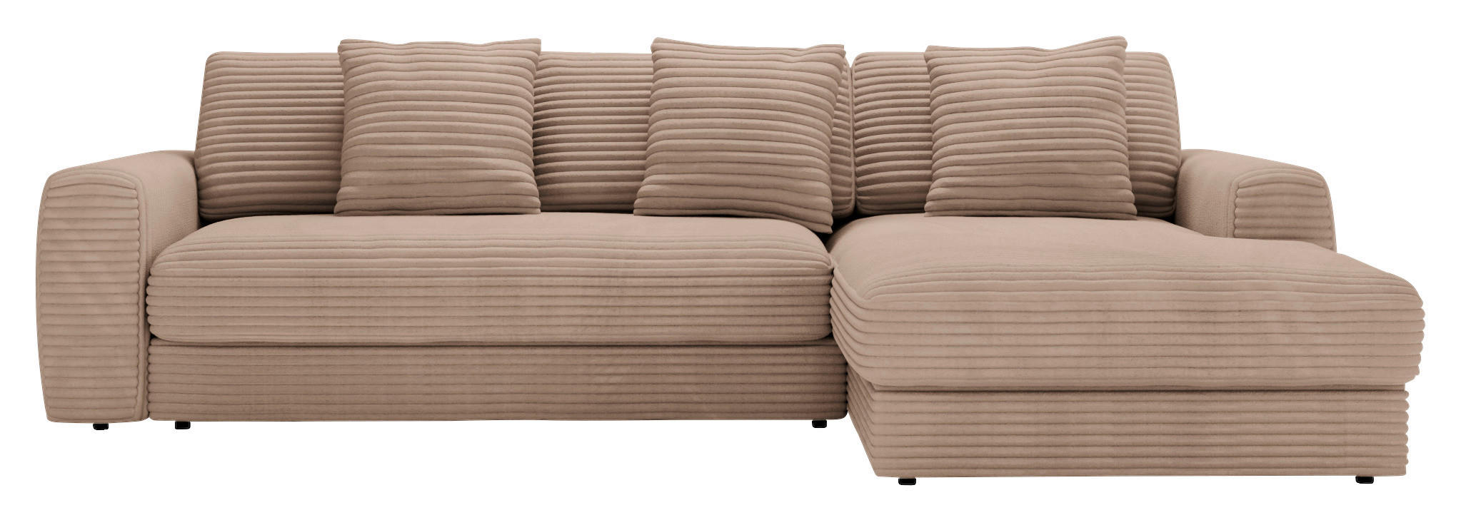 ECKSOFA Hellbraun Cord  - Hellbraun/Schwarz, MODERN, Kunststoff/Textil (302/182cm) - Carryhome