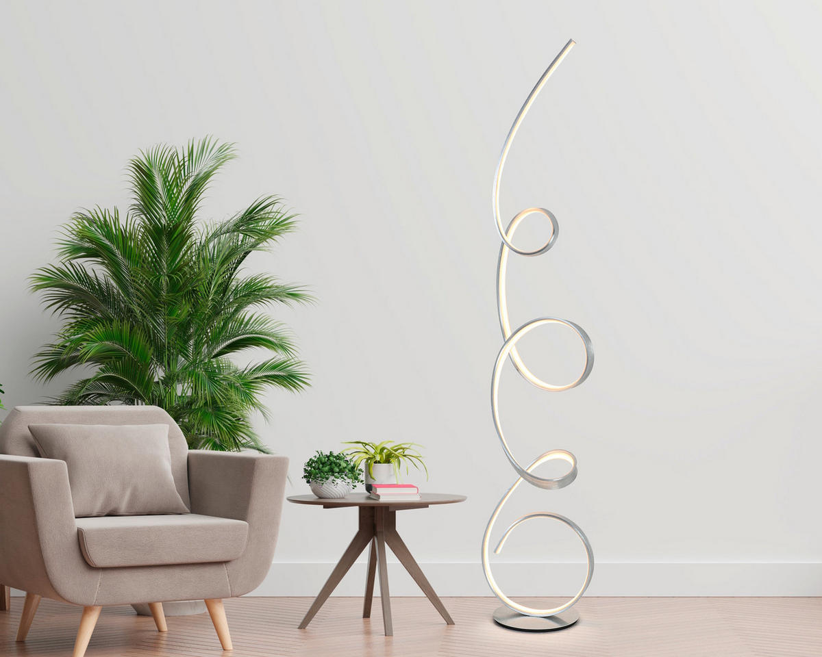 LAMPADAR CU LED - culoare aluminiu, Lifestyle, plastic/metal (24/30,3/156,7cm) - Novel