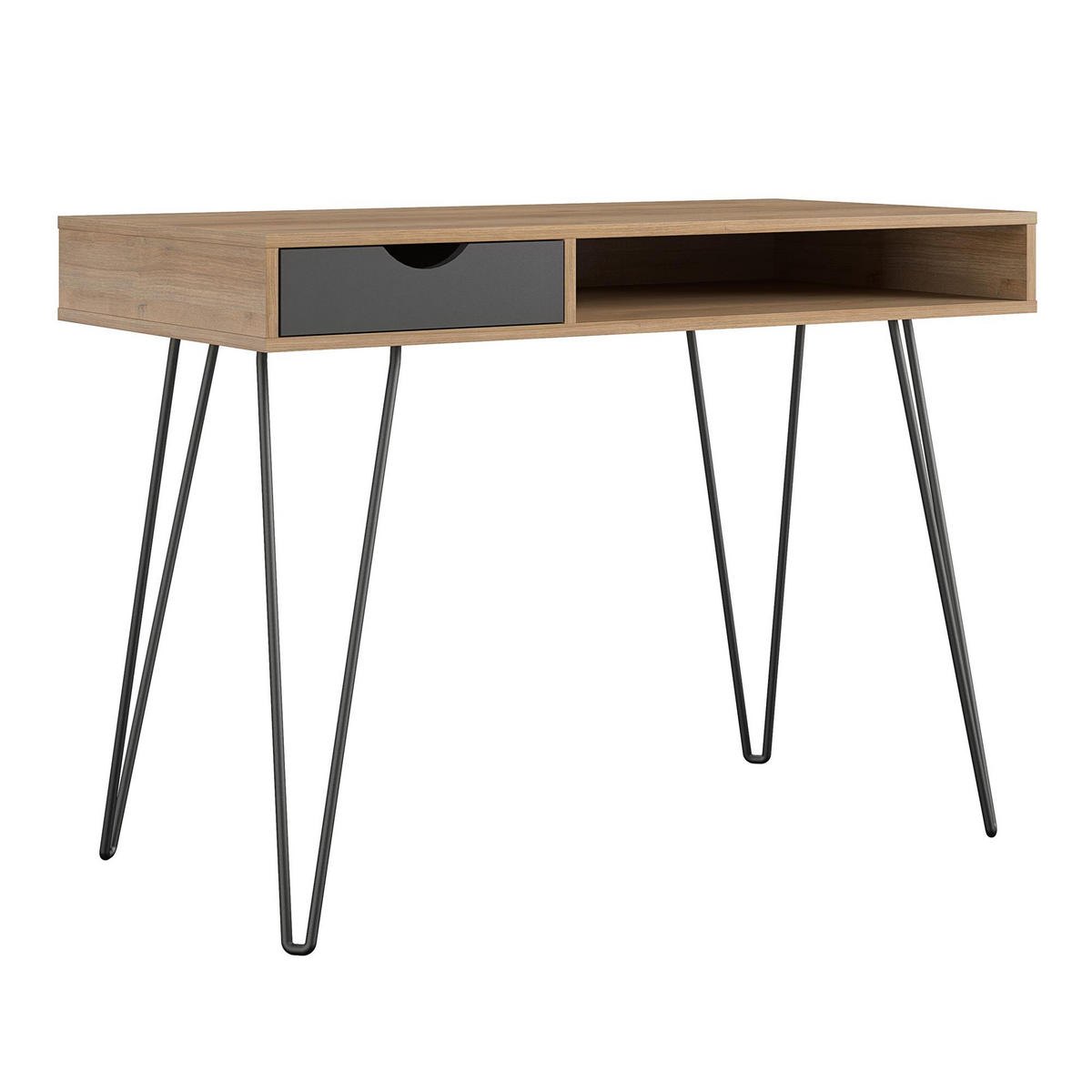 SCHREIBTISCH 106/77/49 cm  in Naturfarben, Schwarz  - Schwarz/Naturfarben, Design, Holzwerkstoff/Metall (106/77/49cm) - MID.YOU